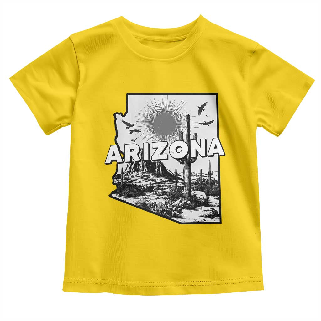 Arizona Cactus Vintage State Map Desert Gift Toddler T Shirt - Wonder Print Shop