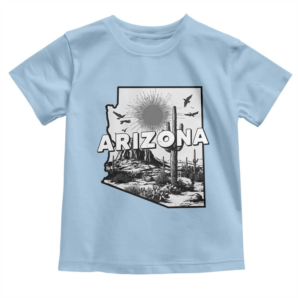 Arizona Cactus Vintage State Map Desert Gift Toddler T Shirt - Wonder Print Shop