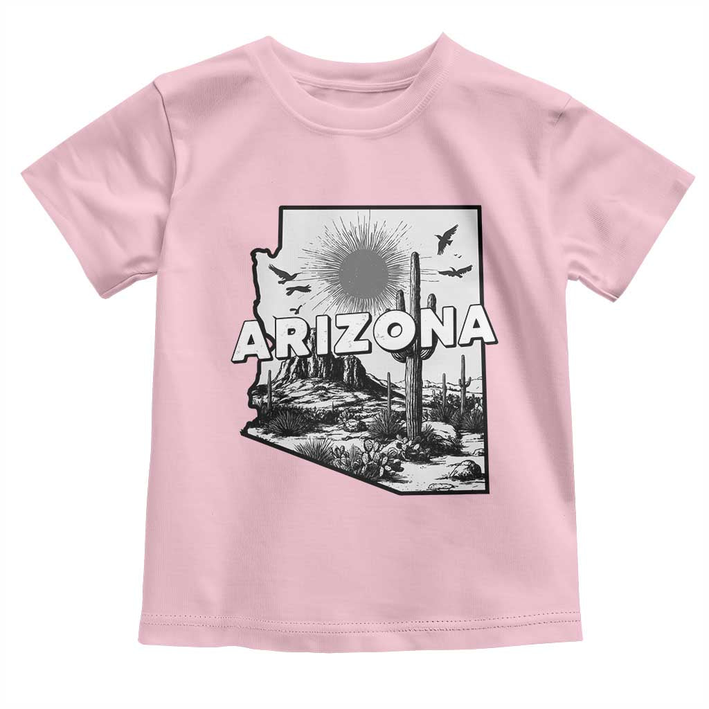 Arizona Cactus Vintage State Map Desert Gift Toddler T Shirt - Wonder Print Shop