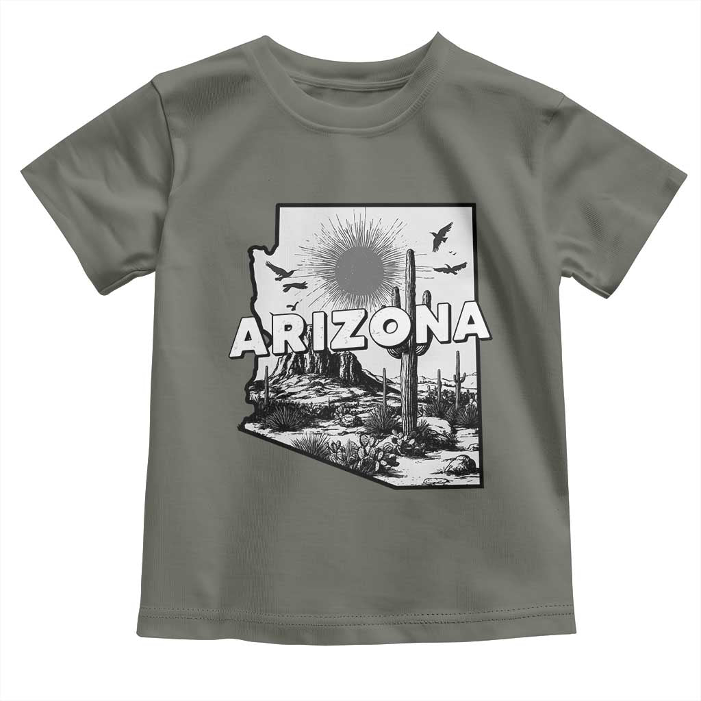 Arizona Cactus Vintage State Map Desert Gift Toddler T Shirt - Wonder Print Shop