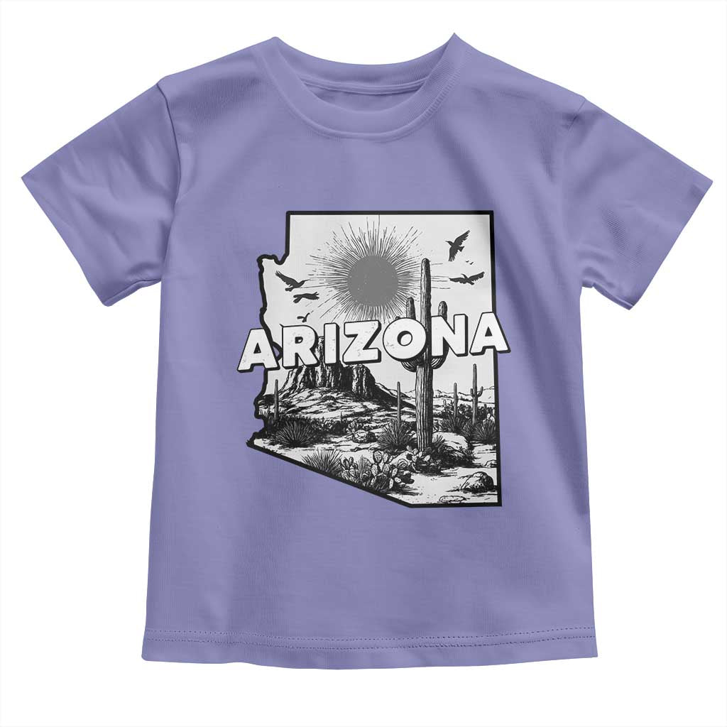 Arizona Cactus Vintage State Map Desert Gift Toddler T Shirt - Wonder Print Shop