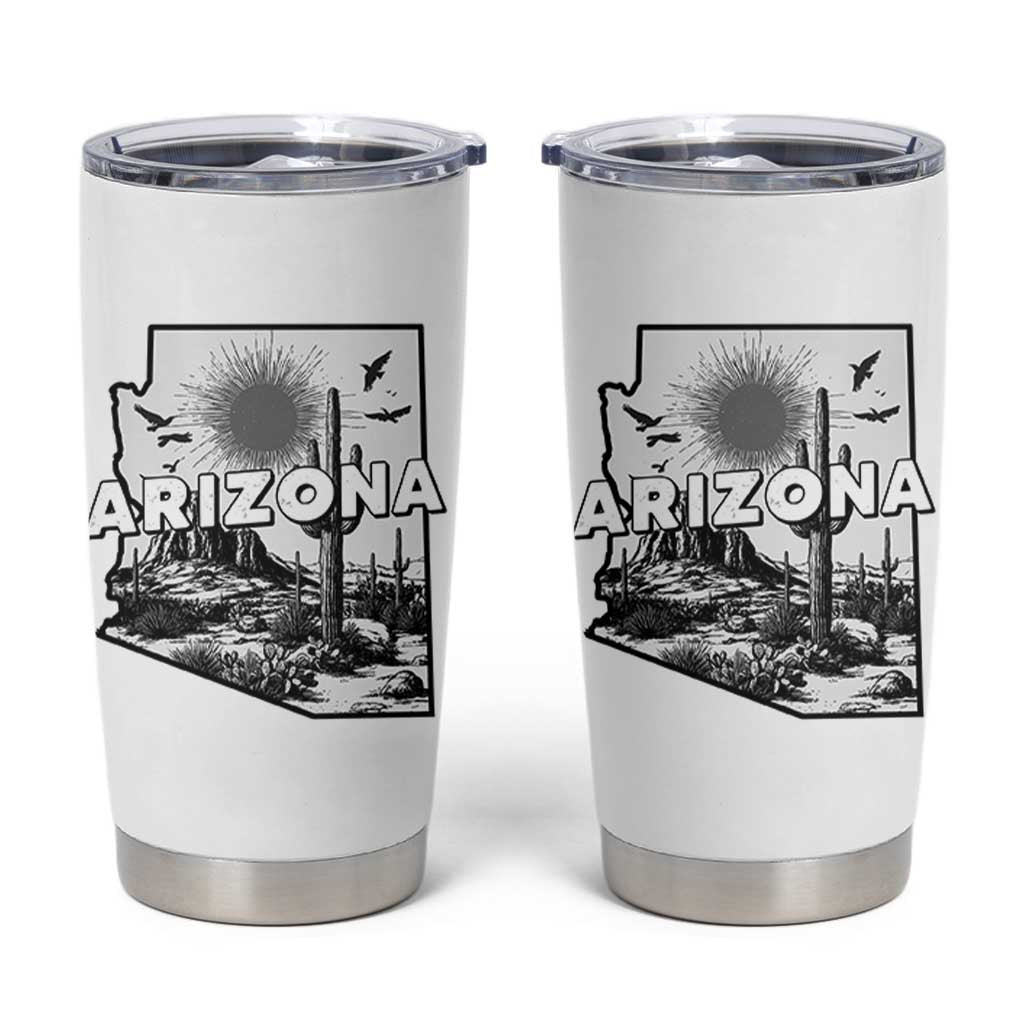 Arizona Cactus Vintage State Map Desert Gift Tumbler Cup - Wonder Print Shop