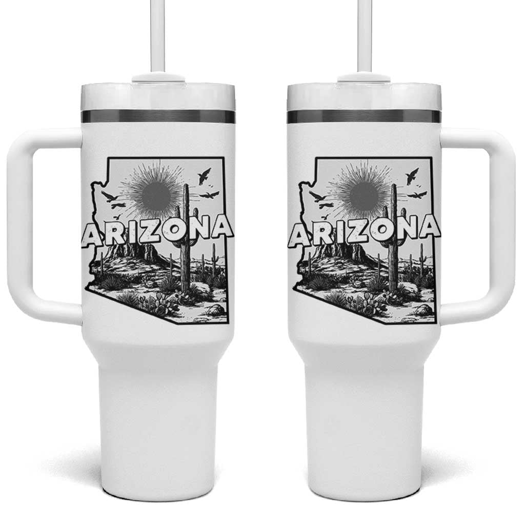 Arizona Cactus Vintage State Map Desert Gift Tumbler With Handle - Wonder Print Shop