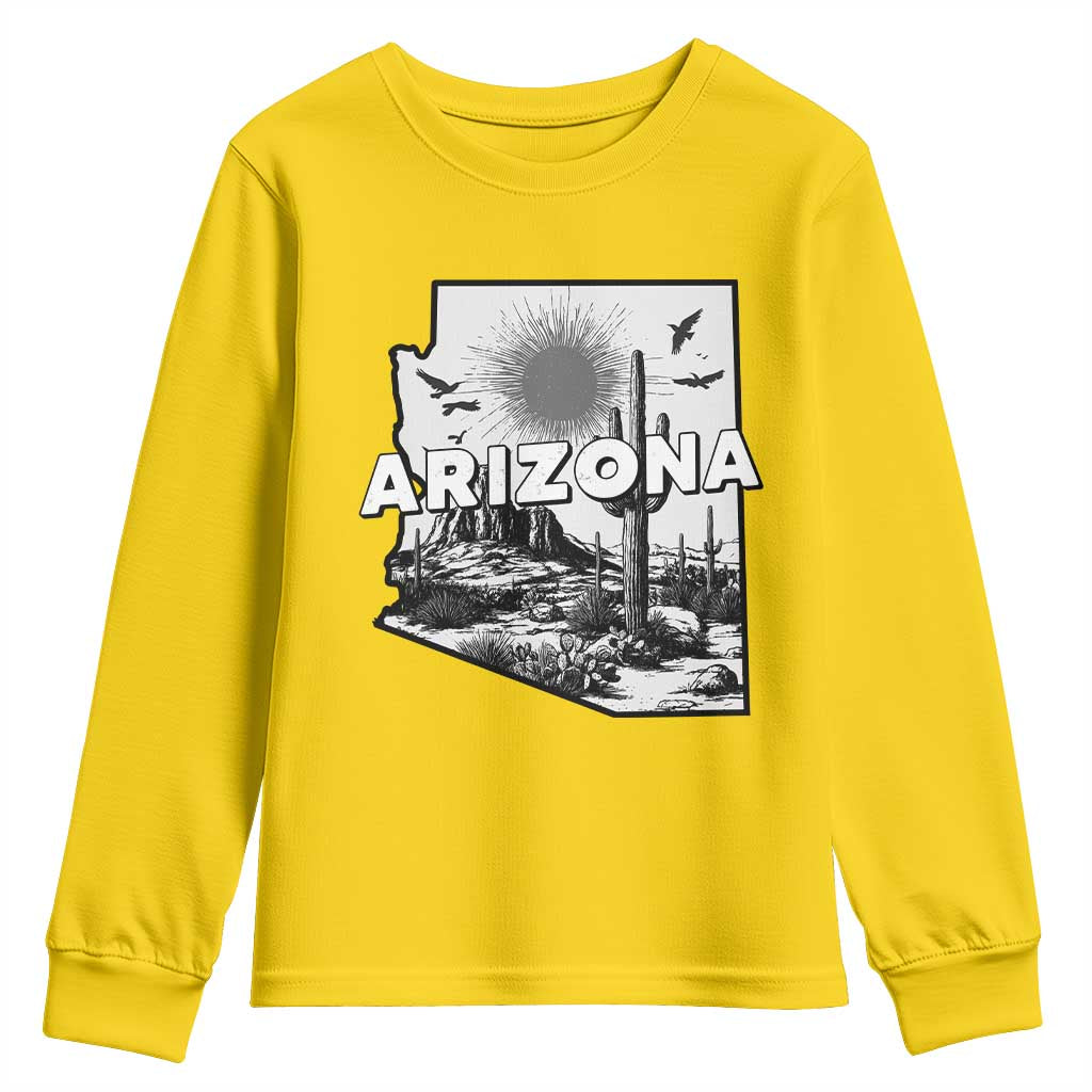 Arizona Cactus Vintage State Map Desert Gift Youth Sweatshirt - Wonder Print Shop