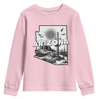 Arizona Cactus Vintage State Map Desert Gift Youth Sweatshirt - Wonder Print Shop