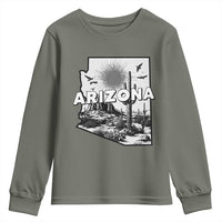 Arizona Cactus Vintage State Map Desert Gift Youth Sweatshirt - Wonder Print Shop
