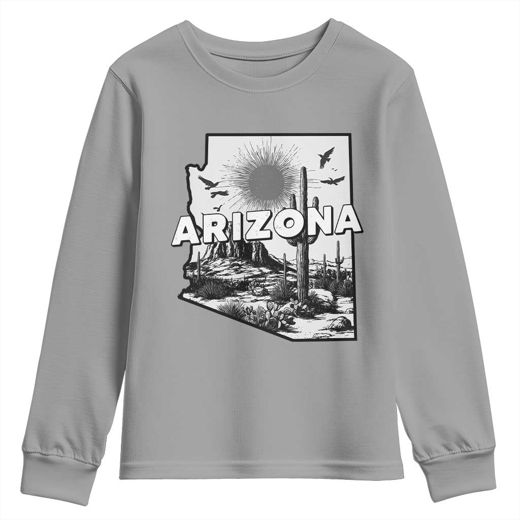 Arizona Cactus Vintage State Map Desert Gift Youth Sweatshirt - Wonder Print Shop