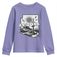 Arizona Cactus Vintage State Map Desert Gift Youth Sweatshirt - Wonder Print Shop