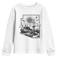 Arizona Cactus Vintage State Map Desert Gift Youth Sweatshirt - Wonder Print Shop