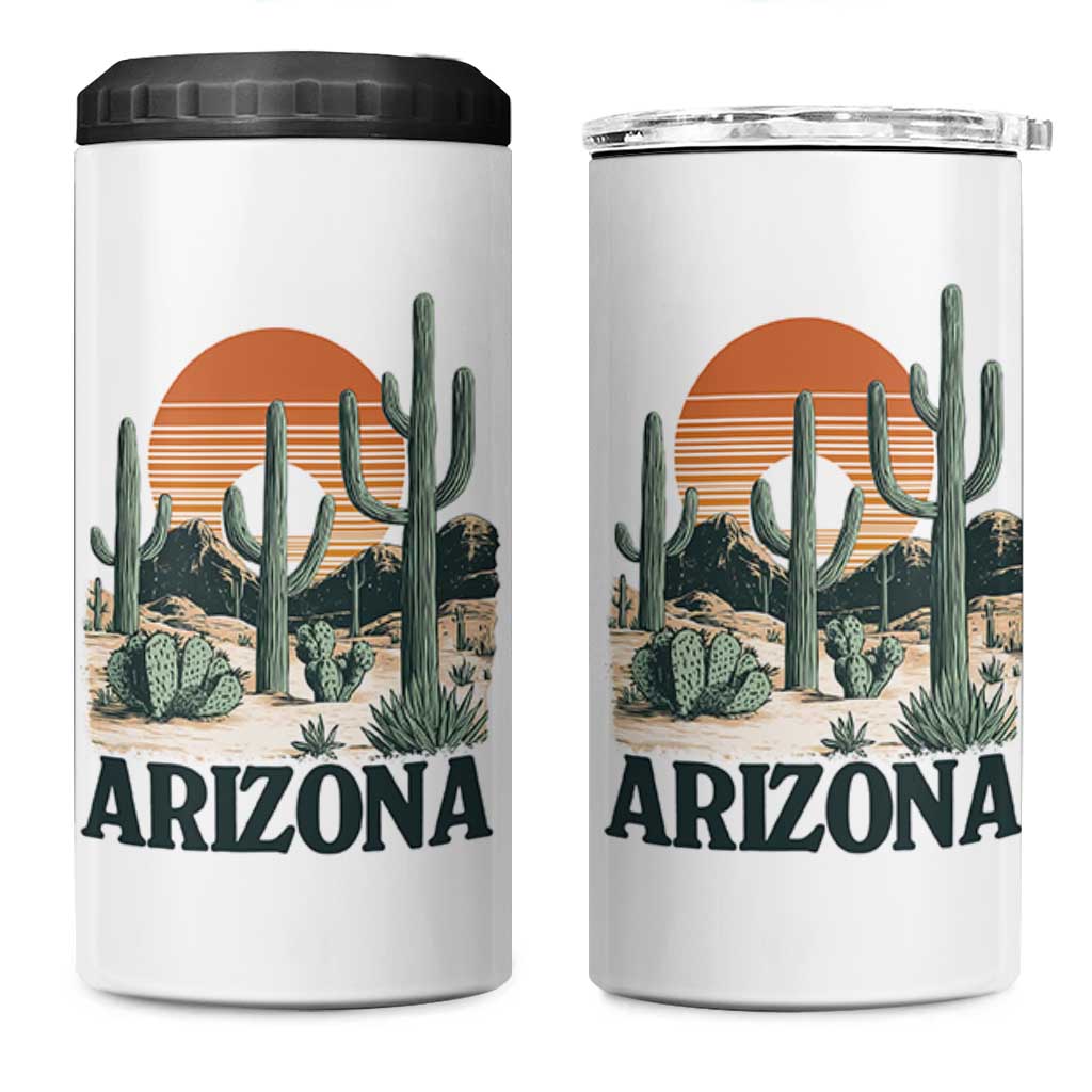 Arizona Desert Sunset 4 in 1 Can Cooler Tumbler Vintage Cactus Grand Canyon State Gift - Wonder Print Shop