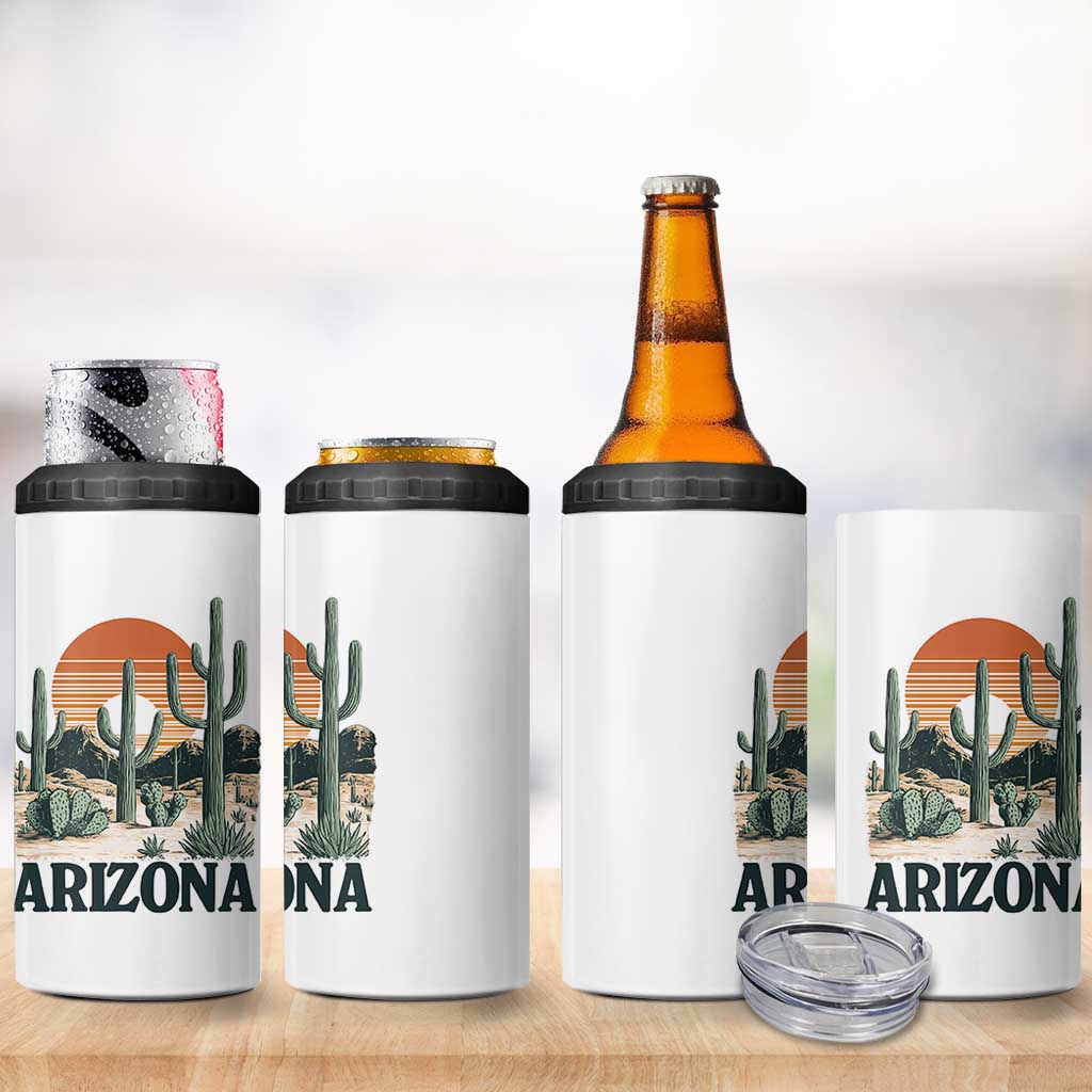 Arizona Desert Sunset 4 in 1 Can Cooler Tumbler Vintage Cactus Grand Canyon State Gift - Wonder Print Shop