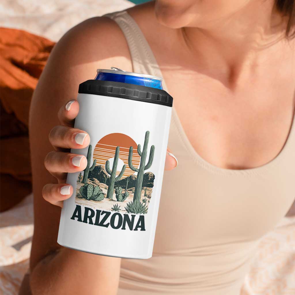 Arizona Desert Sunset 4 in 1 Can Cooler Tumbler Vintage Cactus Grand Canyon State Gift - Wonder Print Shop