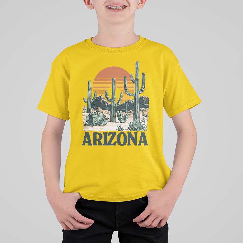 Arizona Desert Sunset T Shirt For Kid Vintage Cactus Grand Canyon State Gift - Wonder Print Shop