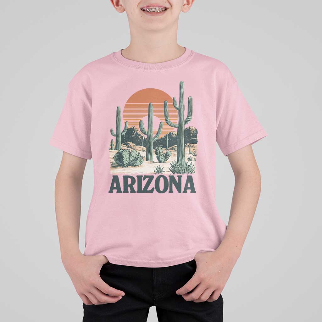 Arizona Desert Sunset T Shirt For Kid Vintage Cactus Grand Canyon State Gift - Wonder Print Shop