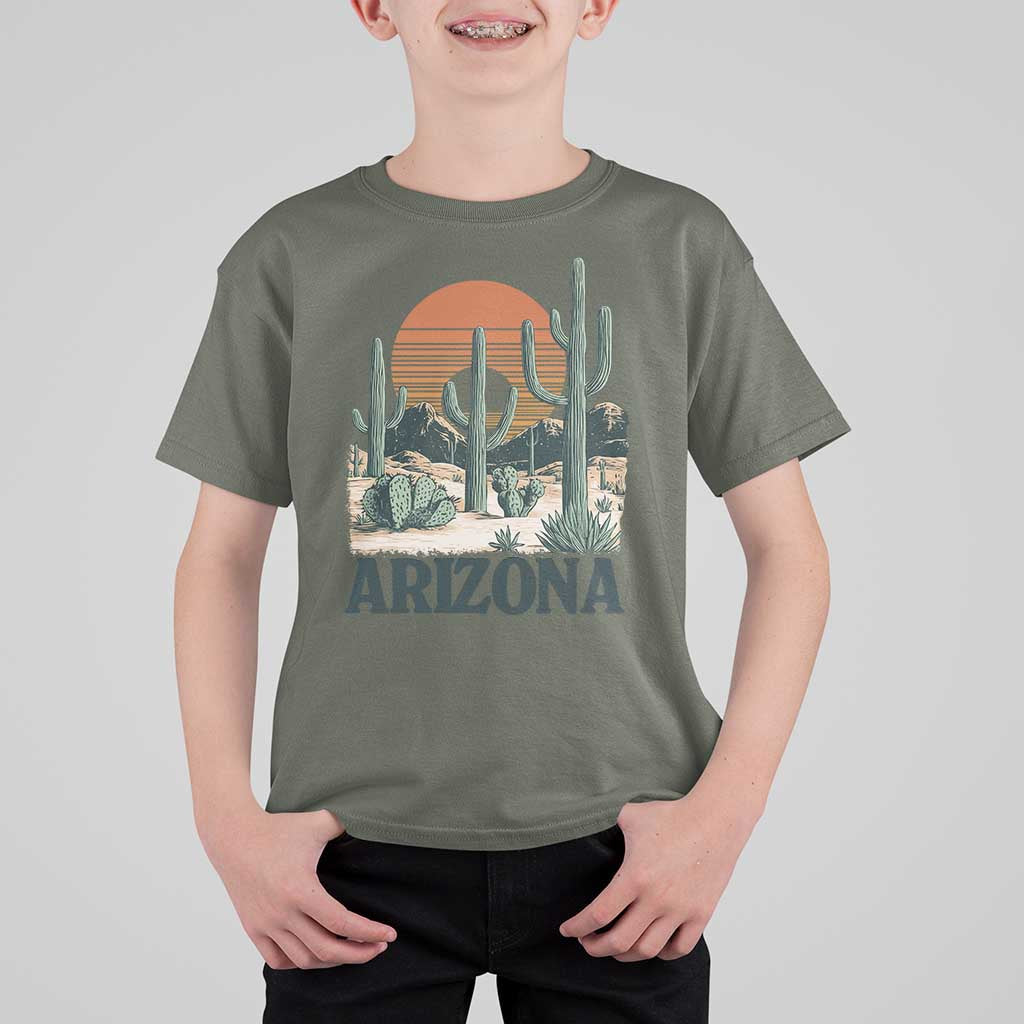 Arizona Desert Sunset T Shirt For Kid Vintage Cactus Grand Canyon State Gift - Wonder Print Shop