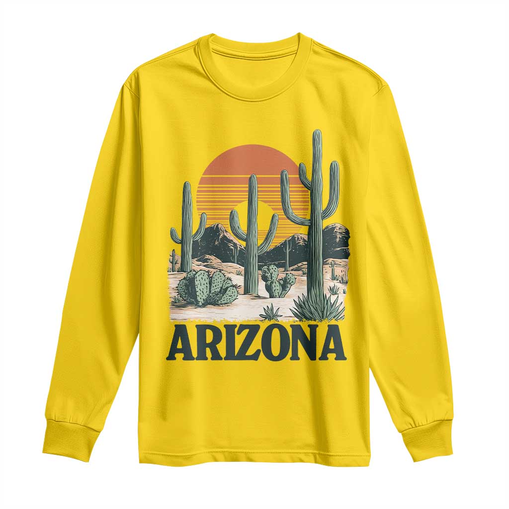 Arizona Desert Sunset Long Sleeve Shirt Vintage Cactus Grand Canyon State Gift - Wonder Print Shop