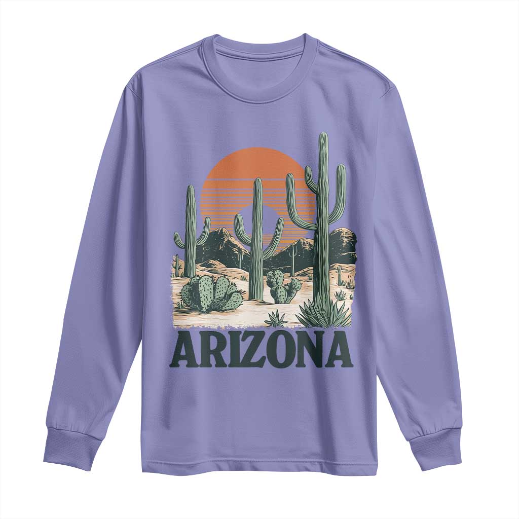 Arizona Desert Sunset Long Sleeve Shirt Vintage Cactus Grand Canyon State Gift - Wonder Print Shop