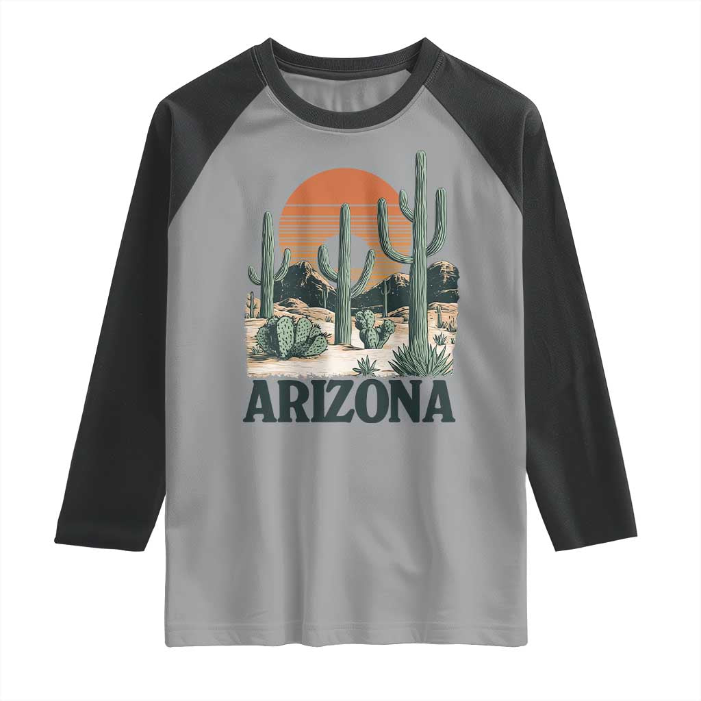 Arizona Desert Sunset Raglan Shirt Vintage Cactus Grand Canyon State Gift - Wonder Print Shop