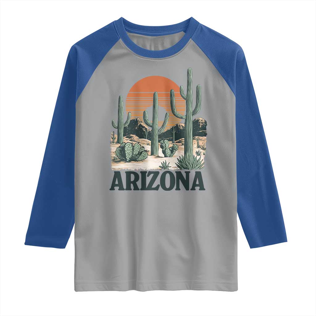 Arizona Desert Sunset Raglan Shirt Vintage Cactus Grand Canyon State Gift - Wonder Print Shop