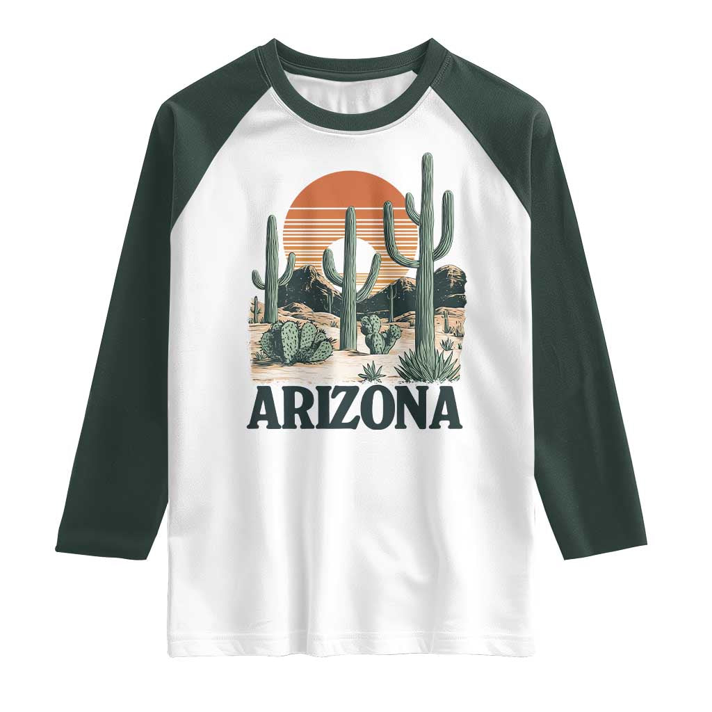 Arizona Desert Sunset Raglan Shirt Vintage Cactus Grand Canyon State Gift - Wonder Print Shop