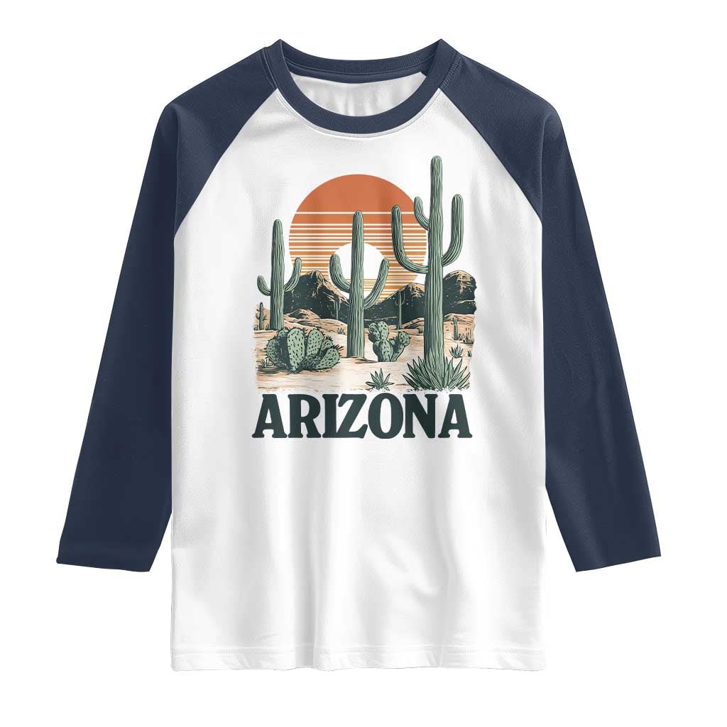 Arizona Desert Sunset Raglan Shirt Vintage Cactus Grand Canyon State Gift - Wonder Print Shop