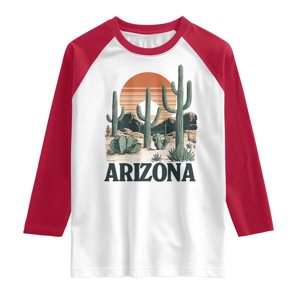 Arizona Desert Sunset Raglan Shirt Vintage Cactus Grand Canyon State Gift - Wonder Print Shop