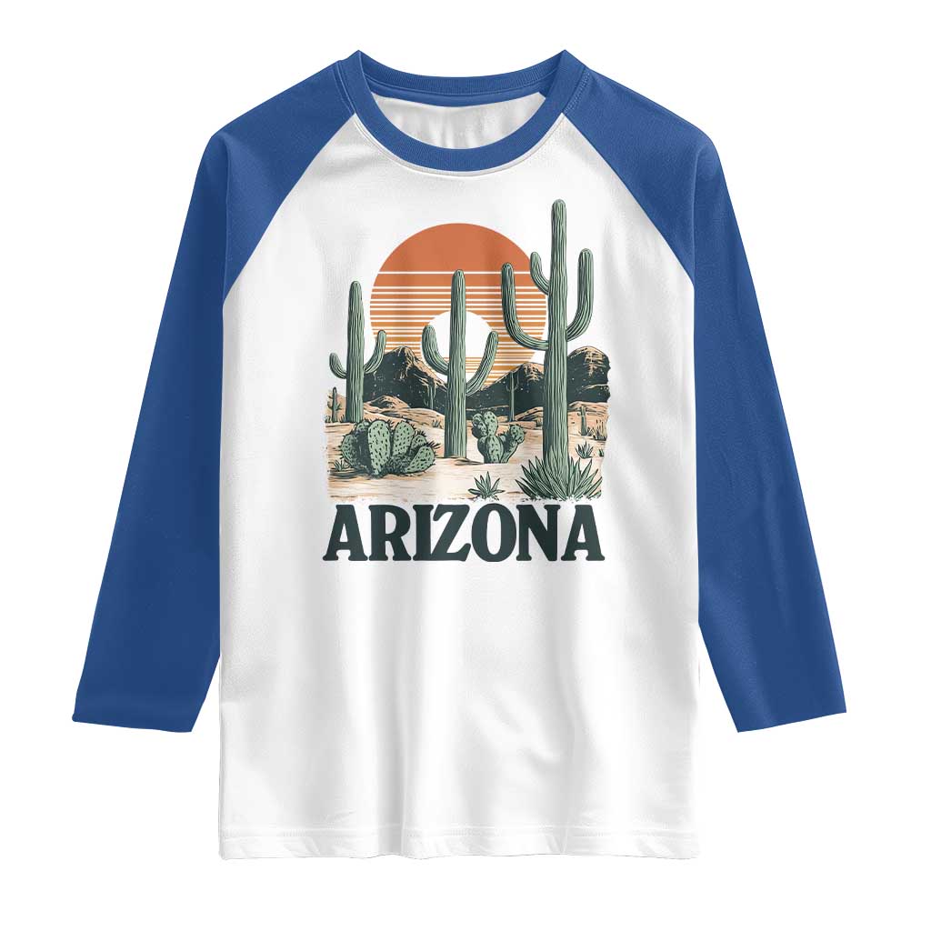 Arizona Desert Sunset Raglan Shirt Vintage Cactus Grand Canyon State Gift - Wonder Print Shop