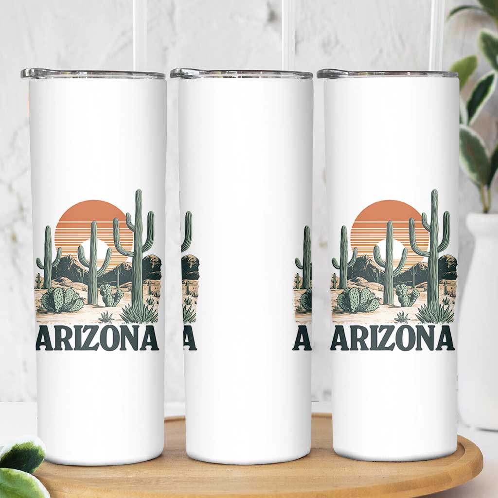 Arizona Desert Sunset Skinny Tumbler Vintage Cactus Grand Canyon State Gift - Wonder Print Shop