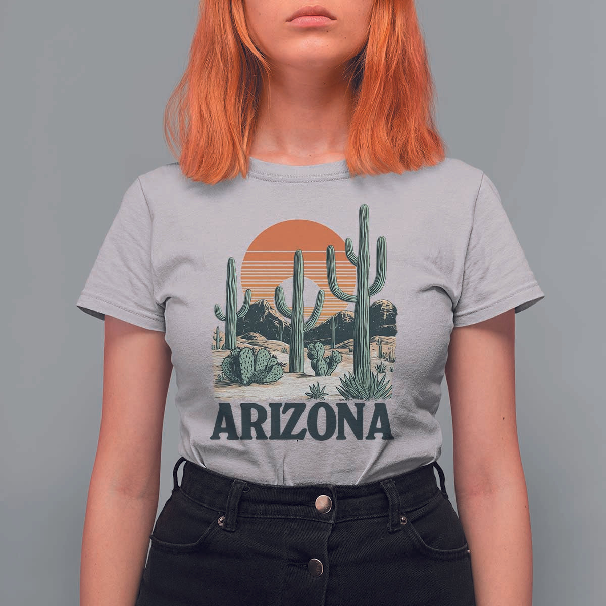 Arizona Desert Sunset T Shirt For Women Vintage Cactus Grand Canyon State Gift - Wonder Print Shop