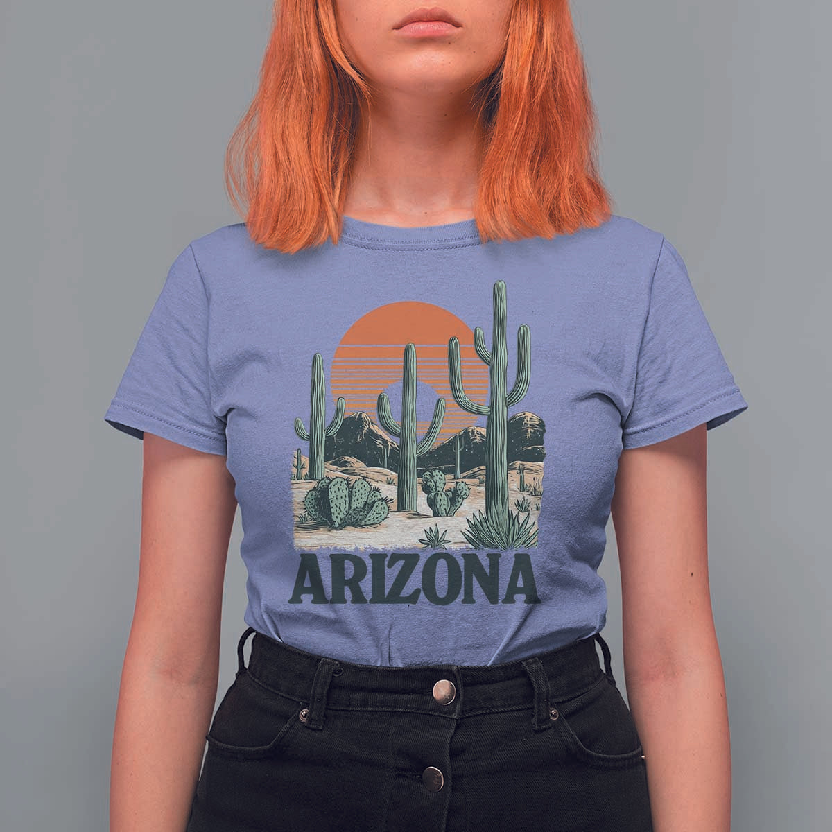 Arizona Desert Sunset T Shirt For Women Vintage Cactus Grand Canyon State Gift - Wonder Print Shop