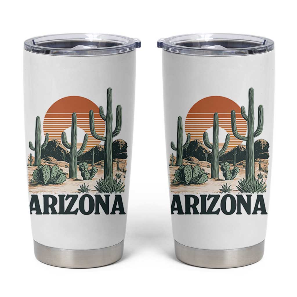Arizona Desert Sunset Tumbler Cup Vintage Cactus Grand Canyon State Gift - Wonder Print Shop
