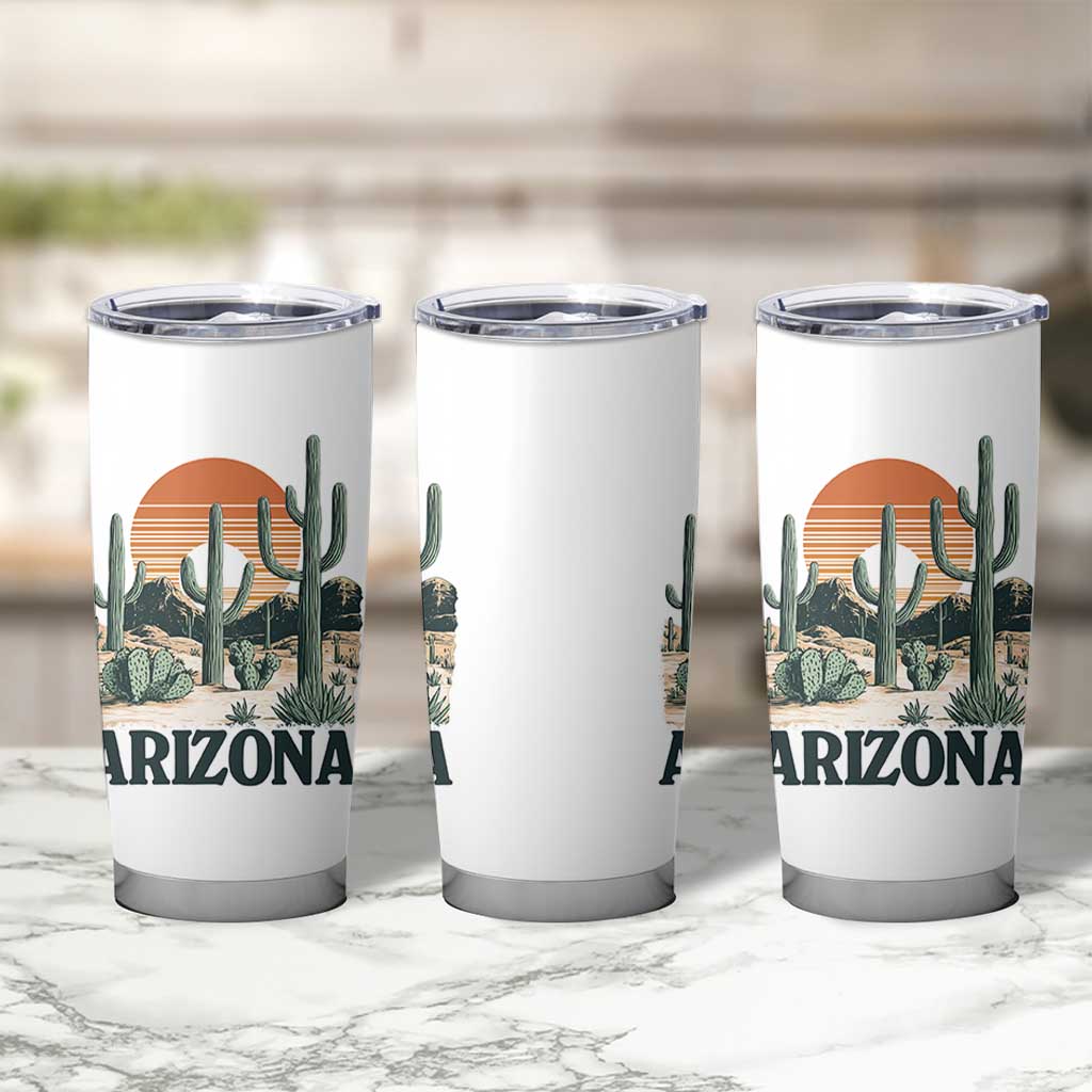 Arizona Desert Sunset Tumbler Cup Vintage Cactus Grand Canyon State Gift - Wonder Print Shop