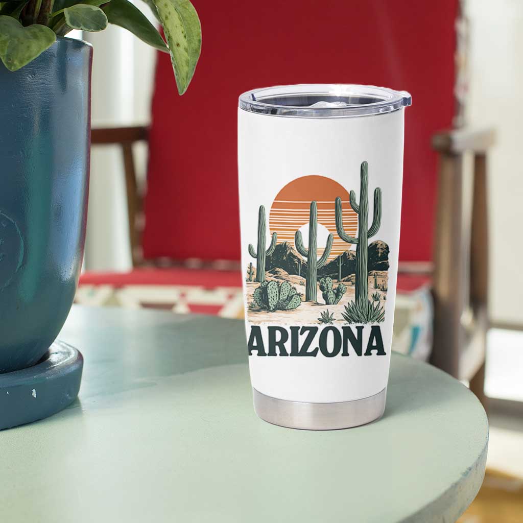 Arizona Desert Sunset Tumbler Cup Vintage Cactus Grand Canyon State Gift - Wonder Print Shop