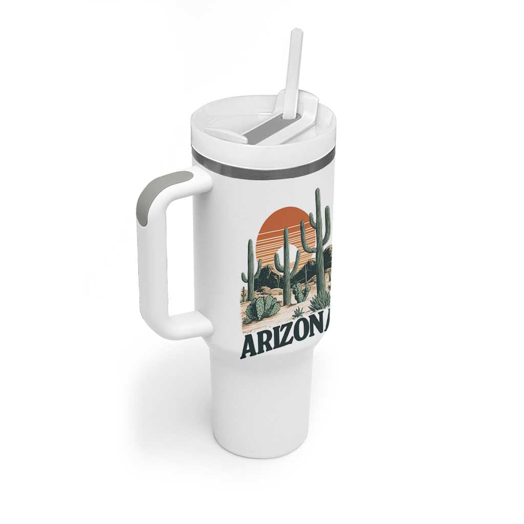 Arizona Desert Sunset Tumbler With Handle Vintage Cactus Grand Canyon State Gift - Wonder Print Shop