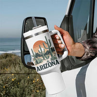 Arizona Desert Sunset Tumbler With Handle Vintage Cactus Grand Canyon State Gift - Wonder Print Shop