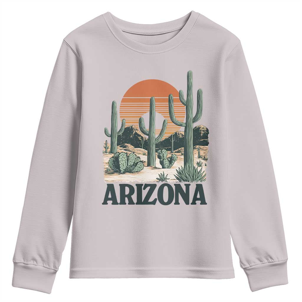 Arizona Desert Sunset Youth Sweatshirt Vintage Cactus Grand Canyon State Gift - Wonder Print Shop