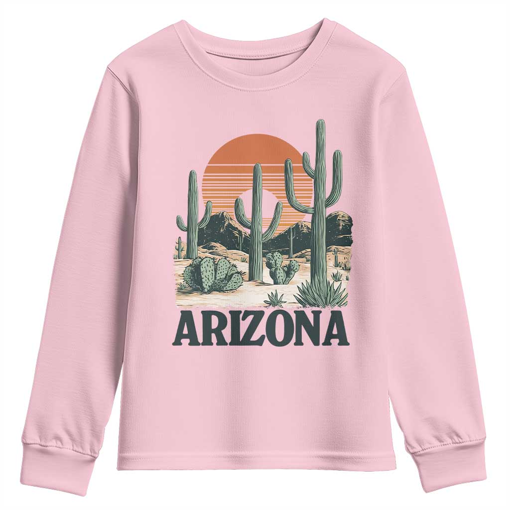 Arizona Desert Sunset Youth Sweatshirt Vintage Cactus Grand Canyon State Gift - Wonder Print Shop