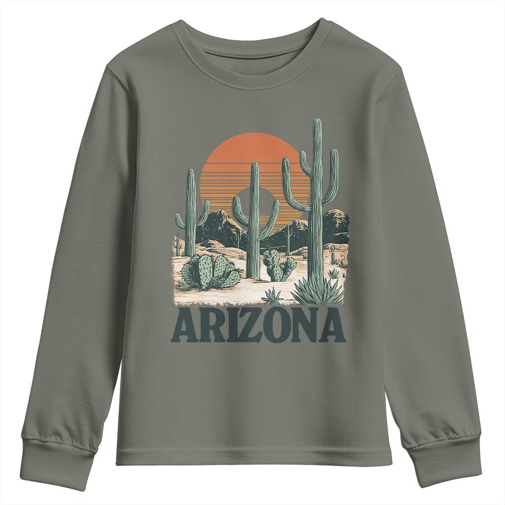 Arizona Desert Sunset Youth Sweatshirt Vintage Cactus Grand Canyon State Gift - Wonder Print Shop
