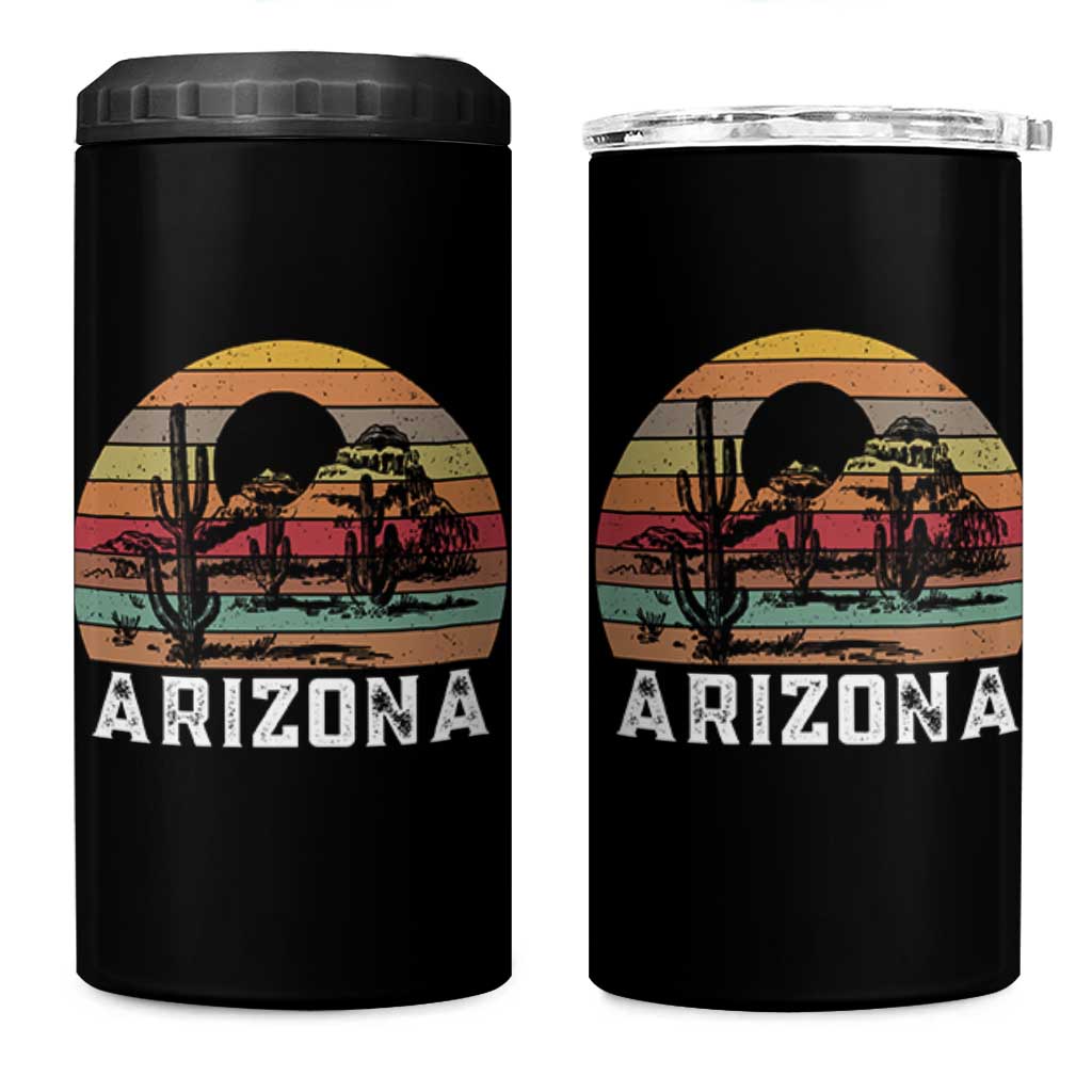 Arizona 4 in 1 Can Cooler Tumbler Retro Desert Landscape Cactus Lover Gift - Wonder Print Shop
