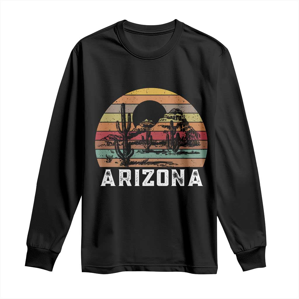 Arizona Long Sleeve Shirt Retro Desert Landscape Cactus Lover Gift - Wonder Print Shop
