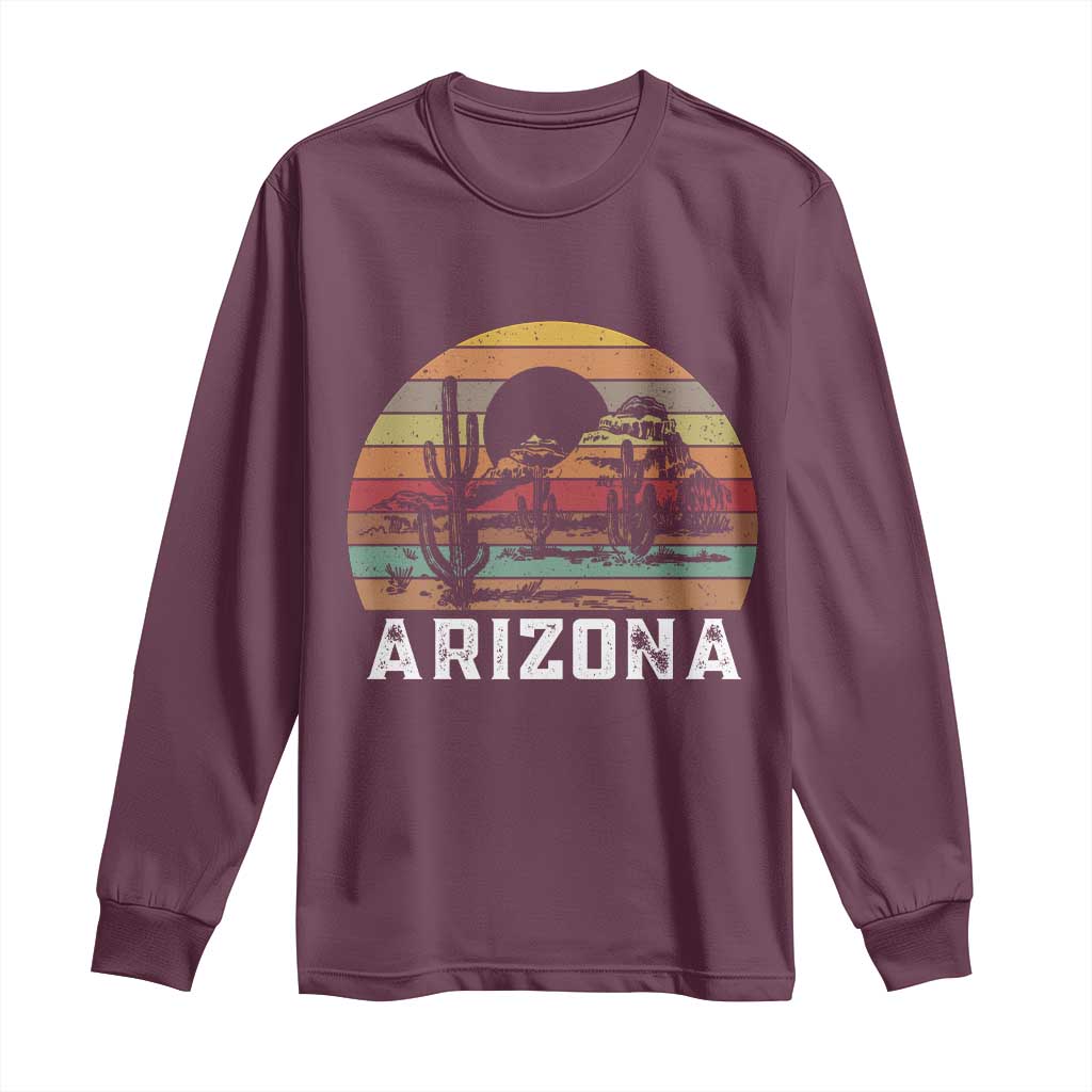 Arizona Long Sleeve Shirt Retro Desert Landscape Cactus Lover Gift - Wonder Print Shop
