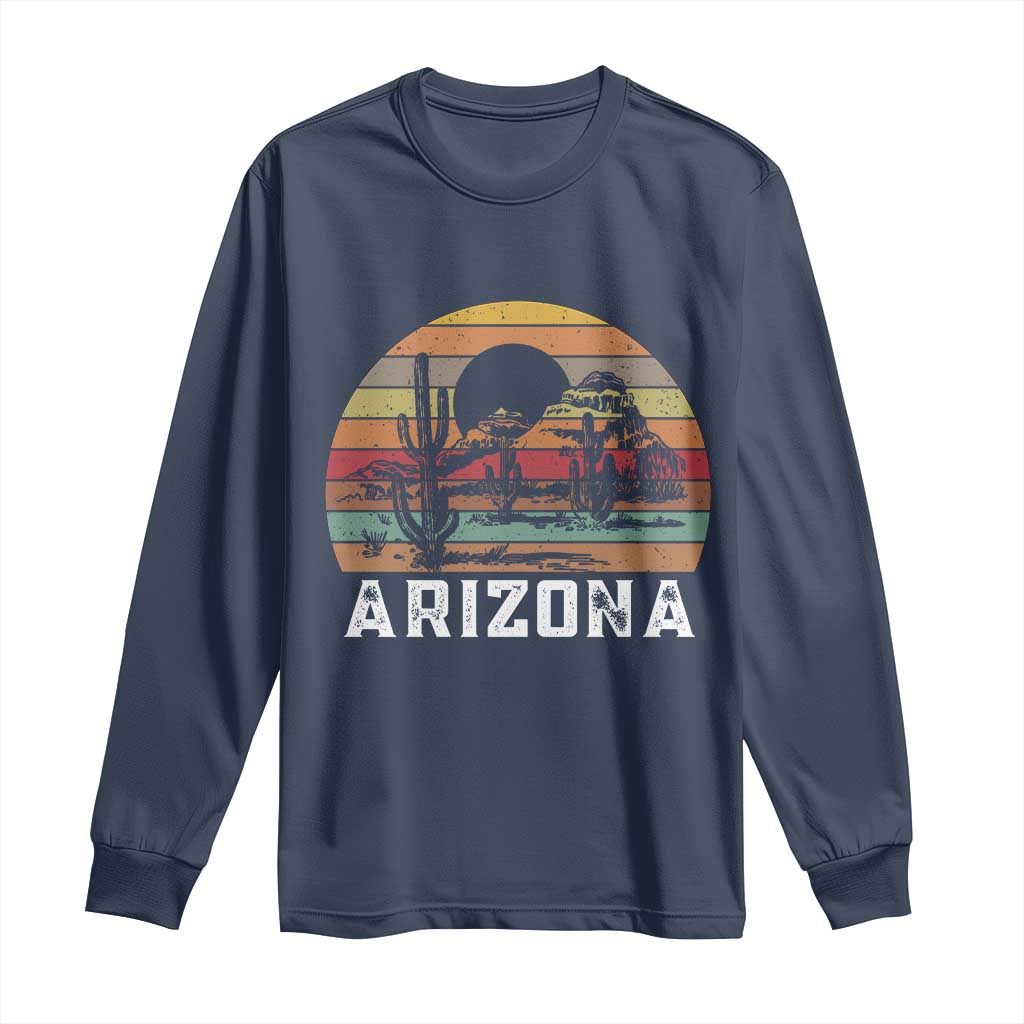 Arizona Long Sleeve Shirt Retro Desert Landscape Cactus Lover Gift - Wonder Print Shop