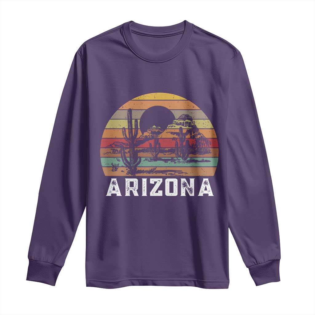 Arizona Long Sleeve Shirt Retro Desert Landscape Cactus Lover Gift - Wonder Print Shop