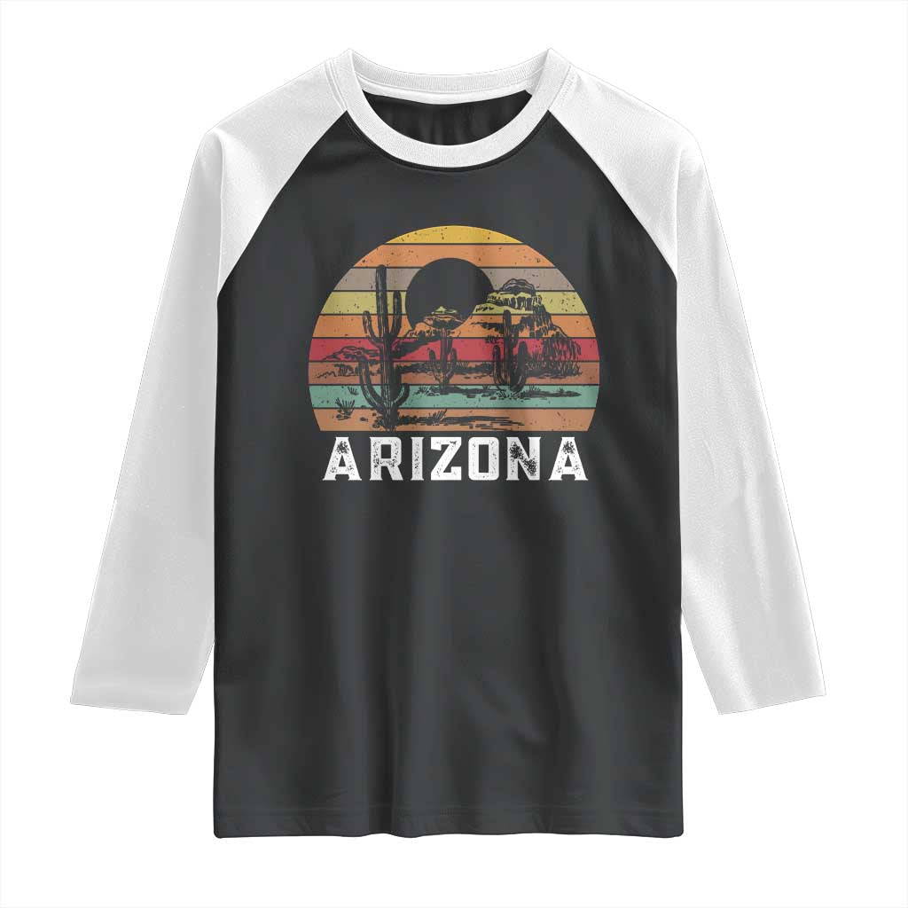 Arizona Raglan Shirt Retro Desert Landscape Cactus Lover Gift - Wonder Print Shop