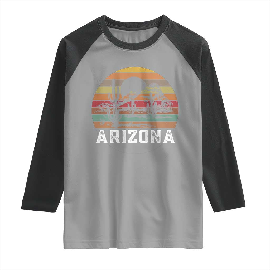 Arizona Raglan Shirt Retro Desert Landscape Cactus Lover Gift - Wonder Print Shop