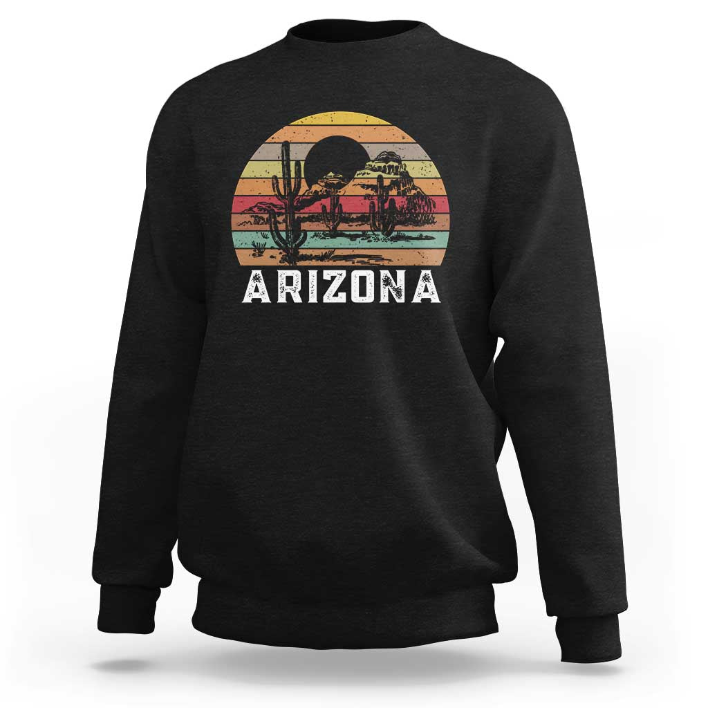 Arizona Sweatshirt Retro Desert Landscape Cactus Lover Gift - Wonder Print Shop