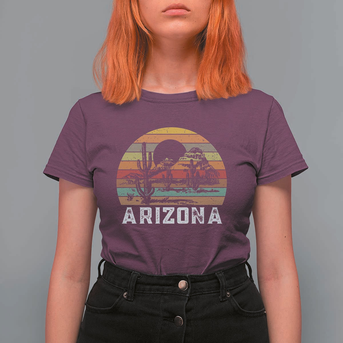 Arizona T Shirt For Women Retro Desert Landscape Cactus Lover Gift - Wonder Print Shop