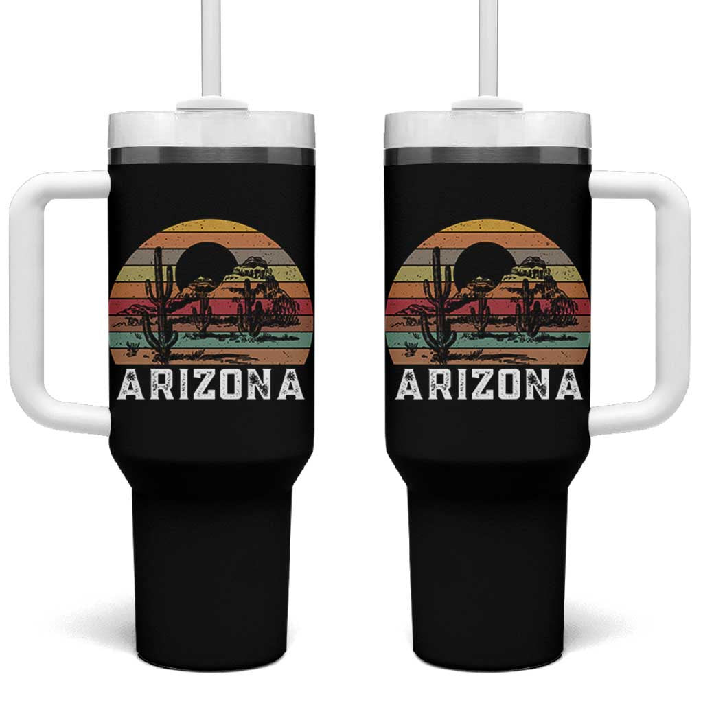 Arizona Tumbler With Handle Retro Desert Landscape Cactus Lover Gift - Wonder Print Shop