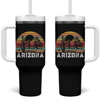 Arizona Tumbler With Handle Retro Desert Landscape Cactus Lover Gift - Wonder Print Shop