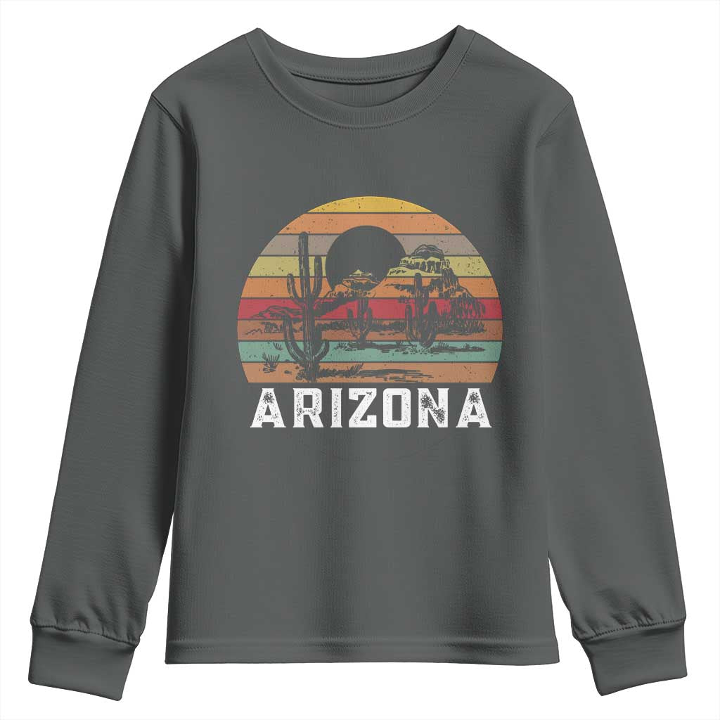 Arizona Youth Sweatshirt Retro Desert Landscape Cactus Lover Gift - Wonder Print Shop